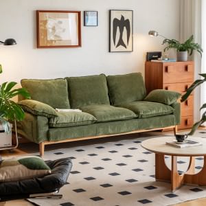 Noosa Corduroy Fabric Sofa, 3.5 Seater, Olive Green