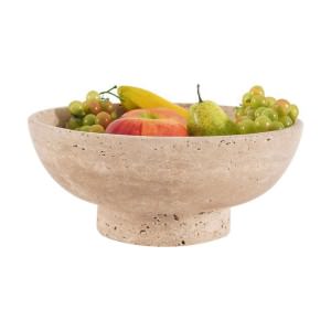 Marcellus Travertine Pedestal Fruit Bowl, Type C, Small