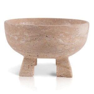 Marcellus Travertine Footed Bowl