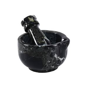 Savoy Marble Spouted Mortar & Pestle, Black