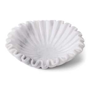 Marcellus Marble Ruffle Fruit Bowl, 25cm, White