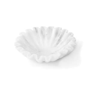 Marcellus Marble Ruffle Fruit Bowl, 20cm, White