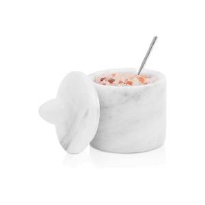Celeste Marble Salt Cellar with Spoon, White