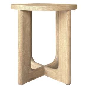 Tyrill Oak Timber Round Side Table, Weathered Oak
