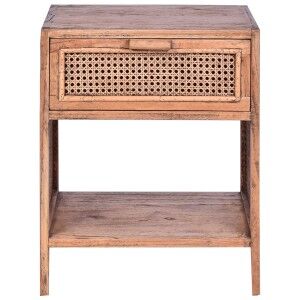 Wendell Mindi Wood & Rattan Side Table, Light Tobacco