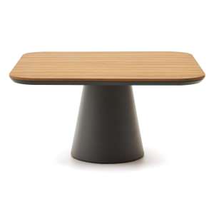 Luvons Teak Timber & Metal Square Indoor / Outdoor Dining Table, 148cm, Natural / Charcoal