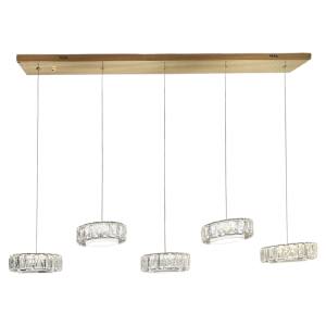 Ian Crystal Glass Dimmable LED Bar Pendant Light with Remote, CCT, Gold