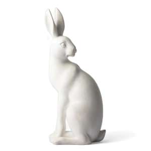 Harold the Hare Resin Sculpture, Style B, Small, White