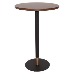 Tivoli Commercial Grade Timber & Steel Round Bar Table, 70cm, Walnut / Black Brass