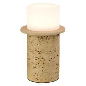 Kolisa Cast Stone & Iron LED Table Lamp, Travertine