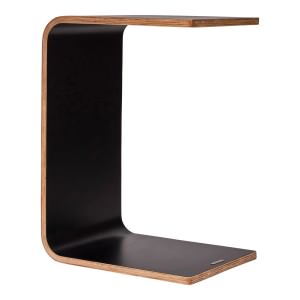 Konfurb Link Wooden C-shape Side Table, Black