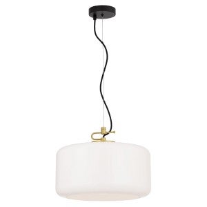 Korova Glass Shade Pendant Light, Large, Brass / Opal
