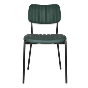 Kansas Commercial Grade Vinyl & Steel Dining Chair, Forest Green / Black