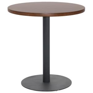 Danube Commercial Grade Timber & Steel Round Dining Table, 70cm, Walnut / Black