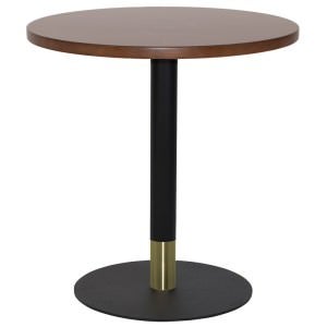 Tivoli Commercial Grade Timber & Steel Round Dining Table, 70cm, Walnut / Black Brass