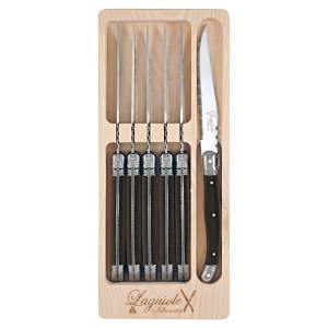 Laguiole Silhouette 6 Piece Steak Knife Set, Black
