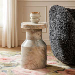 Mist Marble Round Side Table