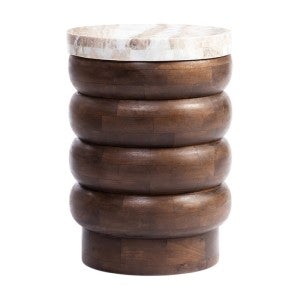 Stasia Marble & Mango Wood Round Side Table