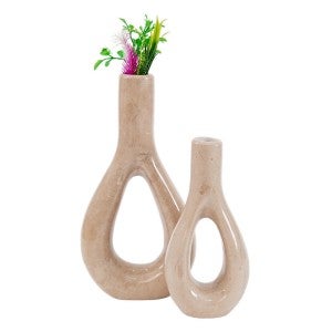 Aura 2 Piece Marble Oval Vase Set, Verona