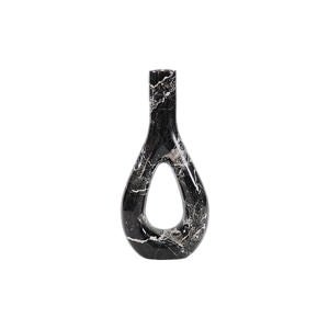 Aura Marble Oval Vase, Small, Black