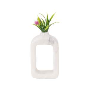 Aura Marble Rectangle Vase, Small, White