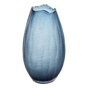 Artem Carved Glass Vase, Large, Blue