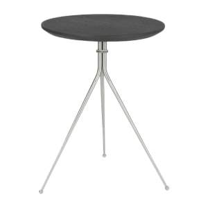 Trigg Concrete & Stainless Steel Indoor / Outdoor Round Side Table, Large, Black / Silver