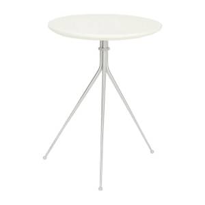 Trigg Concrete & Stainless Steel Indoor / Outdoor Round Side Table, Large, Ivory / Silver