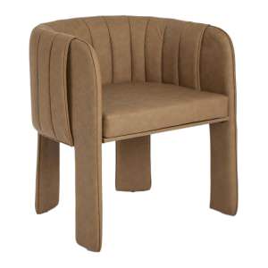 Clara PU Leather Carver Dining Chair, Tan