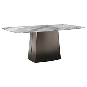 Luminor Marble & Stainless Steel Dining Table, 180cm, Grey / Bronze