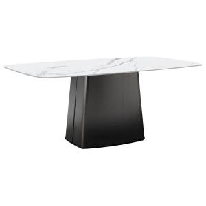 Luminor Marble & Stainless Steel Dining Table, 145cm, White / Gunmetal Black