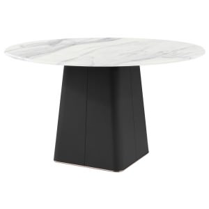 Granvia Marble Top Round Dining Table, 150cm, White / Black