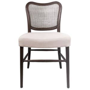 Emelia Ashwood & Rattan Dining Chair with Fabric Seat, Ebony