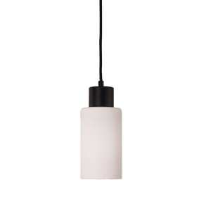Lisa Glass & Metal Pendant Light, Opal / Black