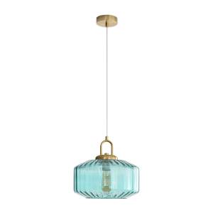Clarise Glass & Metal Pendant Light, Blue