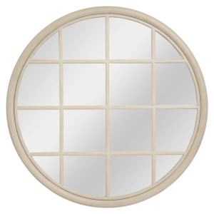 Hamptons Wooden Frame Round Wall Mirror, 120cm, Natural