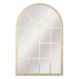 Hamptons Wooden Frame Arched Wall Mirror, 150cm, Natural