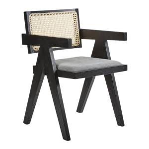 Lexi Oak Timber Dining Armchair, Black
