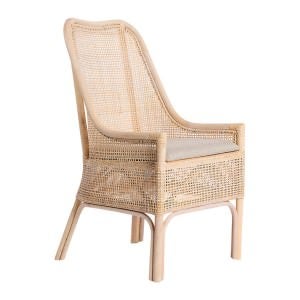 Victoria Rattan Dining Chair, White Washed Natural