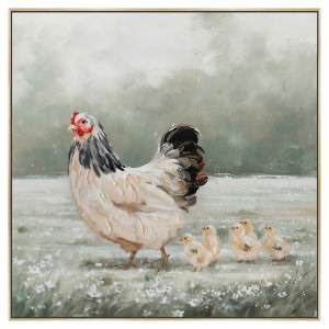 "Hen & Chicks Stride" Framed Canvas Wall Art Painting, 83cm