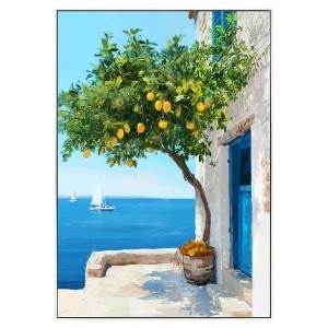 "Lemon Shore Breeze" Framed Canvas Wall Art Painting, 103cm