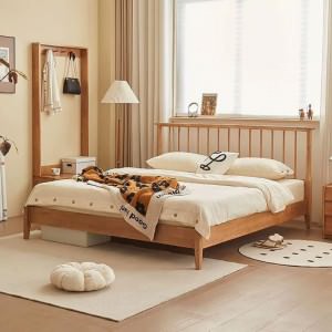 Teyo New Zealand Pine Timber Platform Bed, Queen