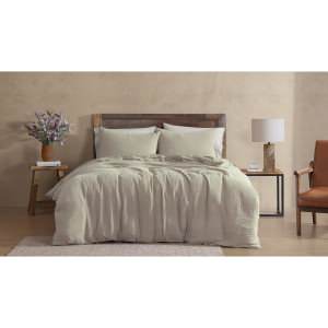 Ardor Earth Cotton Quilt Cover Set, Single, Coastal Grey