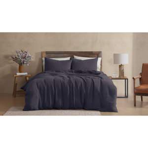 Ardor Earth Cotton Quilt Cover Set, King, Deep Violet