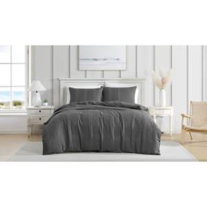 Ardor Shiloh Textured Quilt Cover Set, Queen, Charcoal