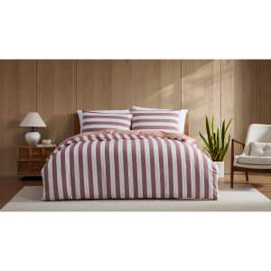 Ardor Eadie Stripe Quilt Cover Set, Double, Maroon