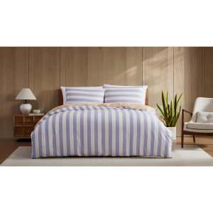 Ardor Eadie Stripe Quilt Cover Set, King, Periwinkle
