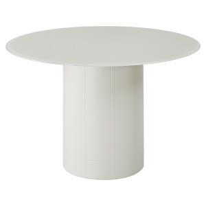 Haifa Glass Top Round Dining Table, 120cm, Tofu