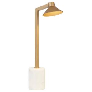 Satrom Iron & Marble Dimmable LED Touch Table Lamp, Antique Brass / White