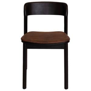 Matilda Commercial Grade Stackable Ashwood Dining Chair, Eastwood Fabric Seat, Black / Bison